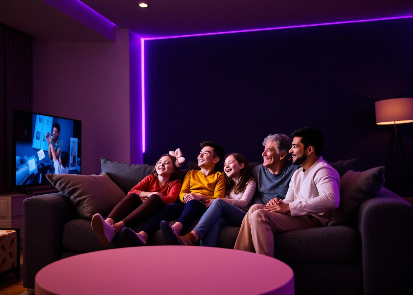 Family enjoying a movie